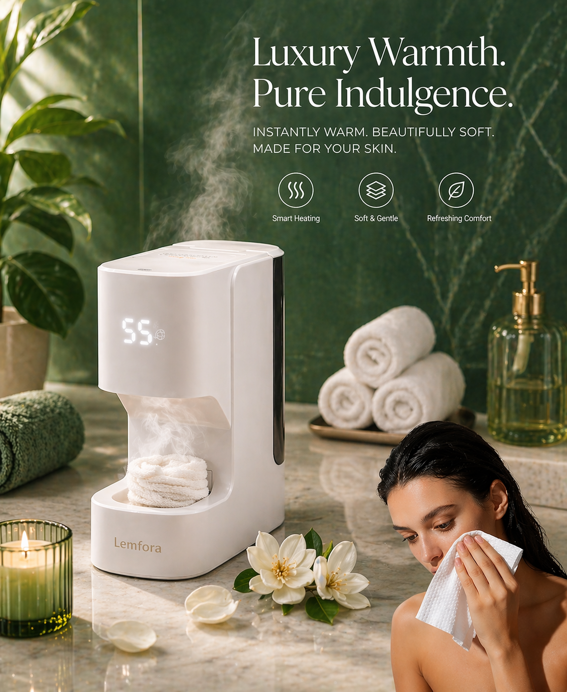 Lemfora™ Instant facial Spa – Portable Hot Towel Device Includes 20 Compressed eco friendly fiber Towels