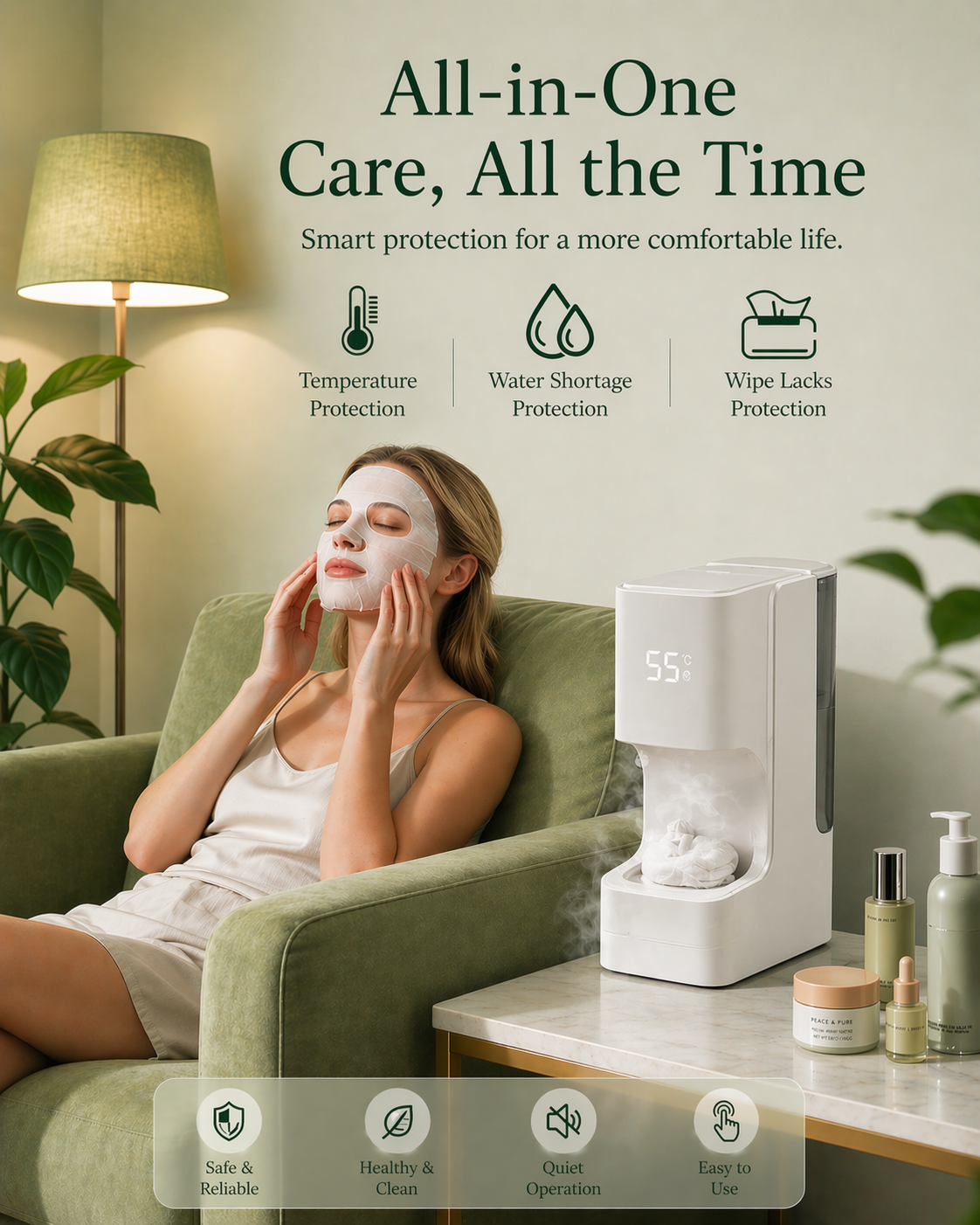 Lemfora™ Instant facial Spa – Portable Hot Towel Device Includes 20 Compressed eco friendly fiber Towels