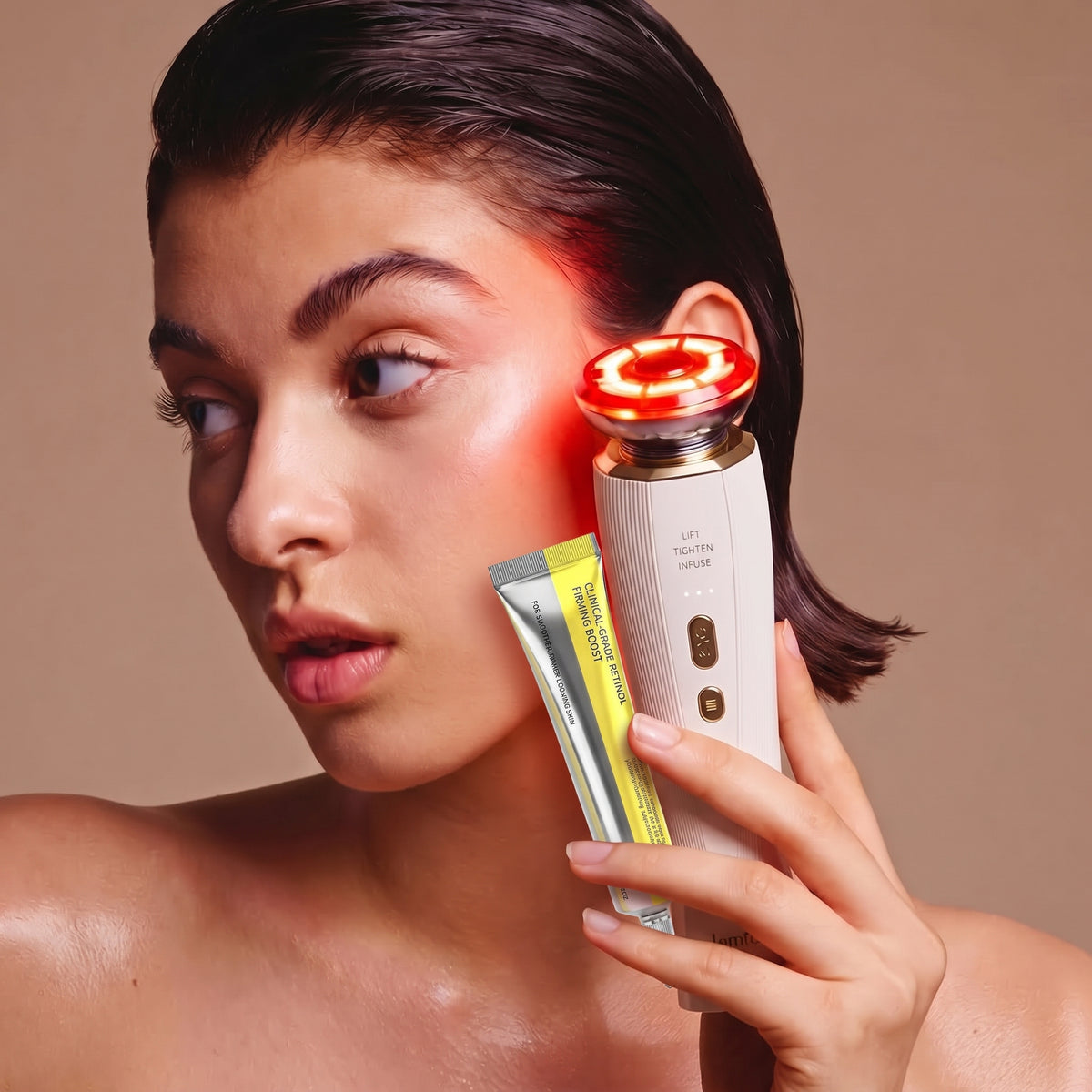 LEMFORA Microcurrent Anti aging Facial Device + Collagen Cream
